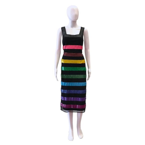 ASOS Multicolor Striped Sequin Midi Dress - Picture 2 of 3